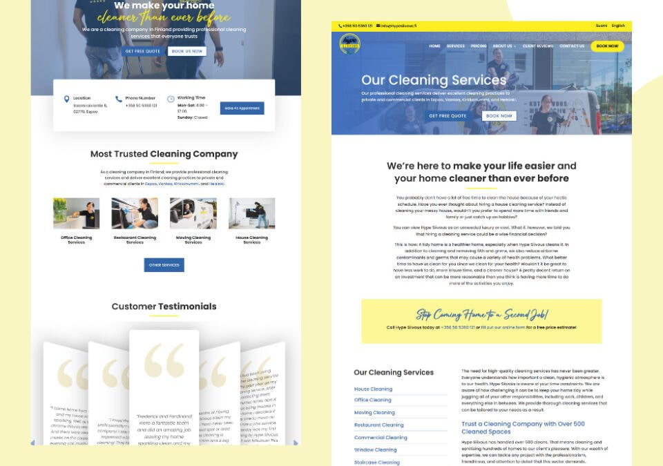 50% Increase in Traffic and Engagement on a Cleaning Company’s Website
